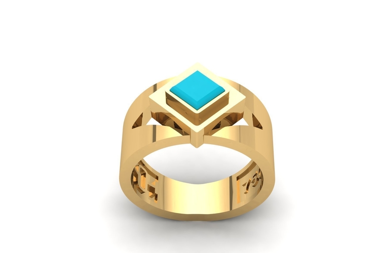 Square Sapphire Ring R 179 3D Print 508671