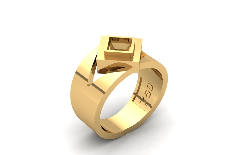 Square Sapphire Ring R 179 3D Print 508672