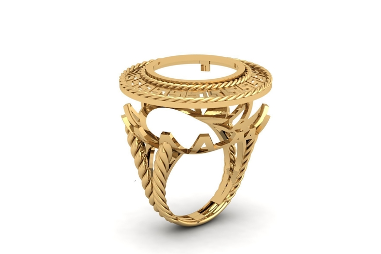 Coin Bezel Ring R 177 3D Print 508679