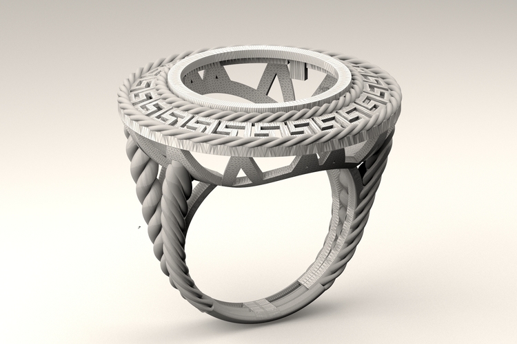 Coin Bezel Ring R 177 3D Print 508680