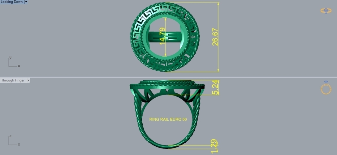 Coin Bezel Ring R 177 3D Print 508681