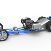 Small Front engine dragster with double supercharged V8 Scale 1:25 3D Printing 508693