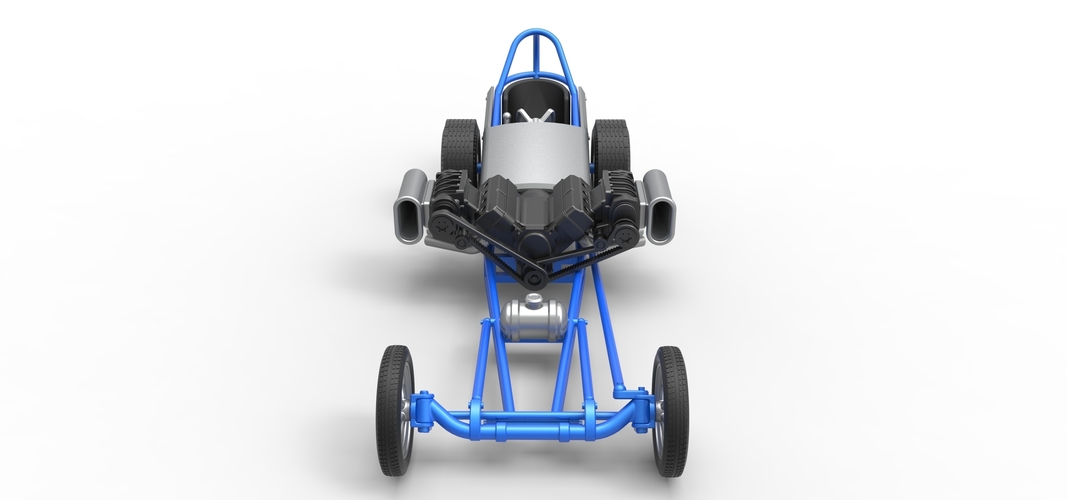 Front engine dragster with double supercharged V8 Scale 1:25 3D Print 508698