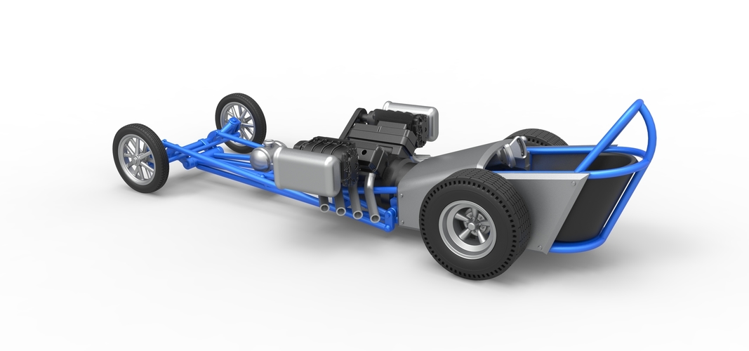Front engine dragster with double supercharged V8 Scale 1:25 3D Print 508703