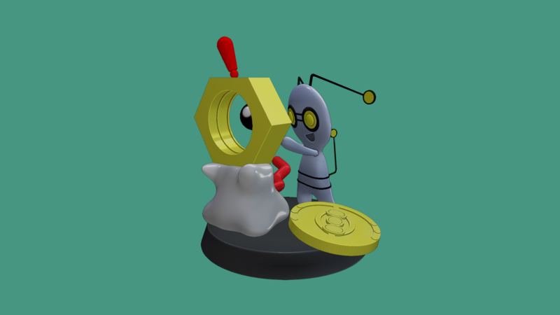 Gimmighoul and Meltan  Pokemon Diorama