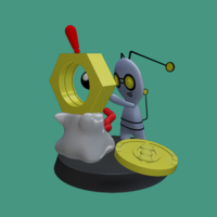 Gimmighoul and Meltan  Pokemon Diorama - Thumbnail 17