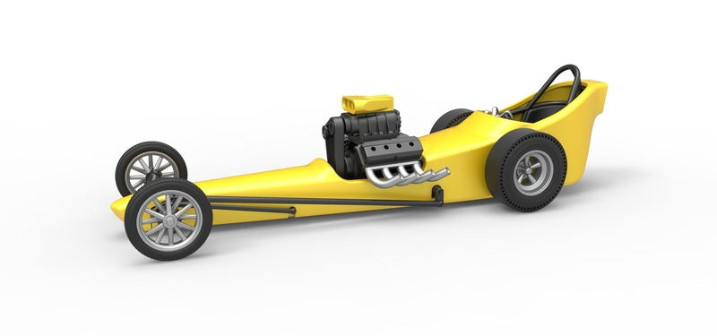 Front engine old school dragster with shell V3 1:25