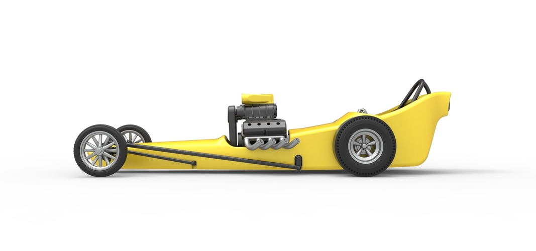 Front engine old school dragster with shell V3 1:25 3D Print 508892