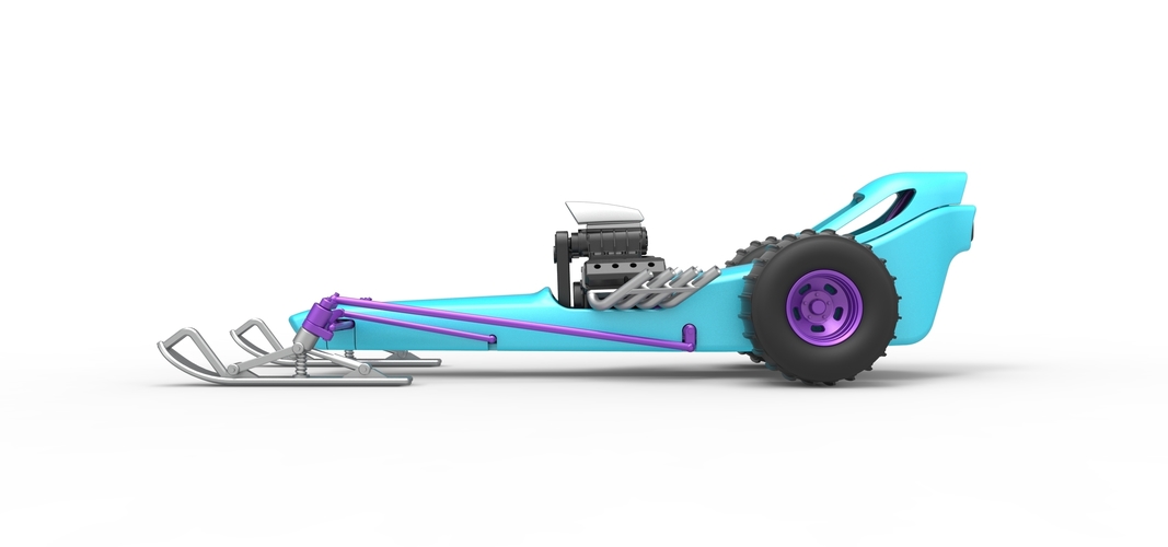 Front engine old school snow dragster Scale 1:25 3D Print 509036