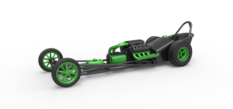 Front engine old school dragster with V8 Version 2 Scale 1:25