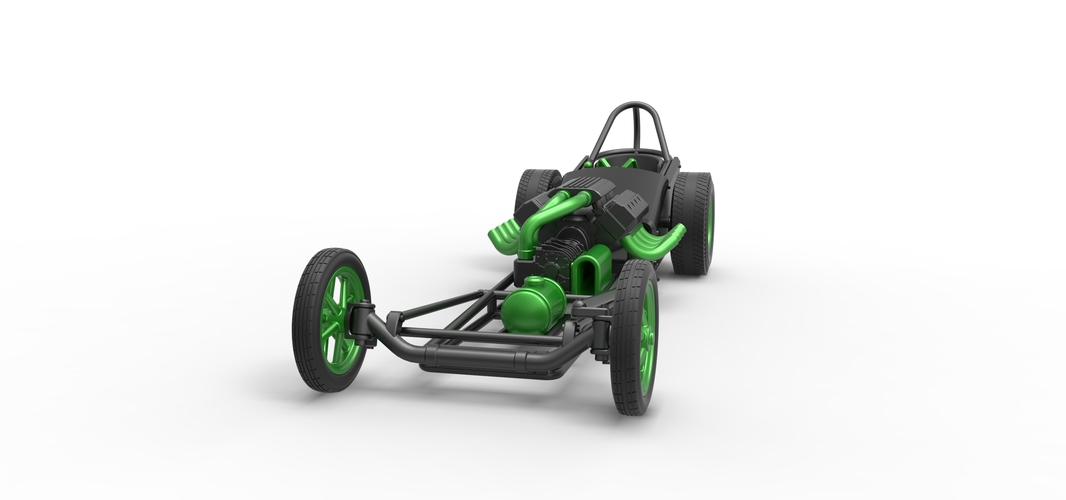 Front engine old school dragster with V8 Version 2 Scale 1:25 3D Print 509130