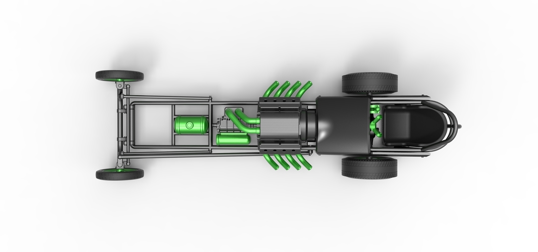 Front engine old school dragster with V8 Version 2 Scale 1:25 3D Print 509135
