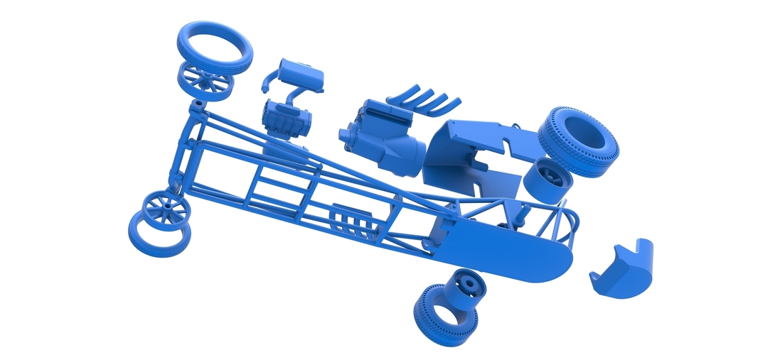 Front engine old school dragster with V8 Version 2 Scale 1:25 3D Print 509141