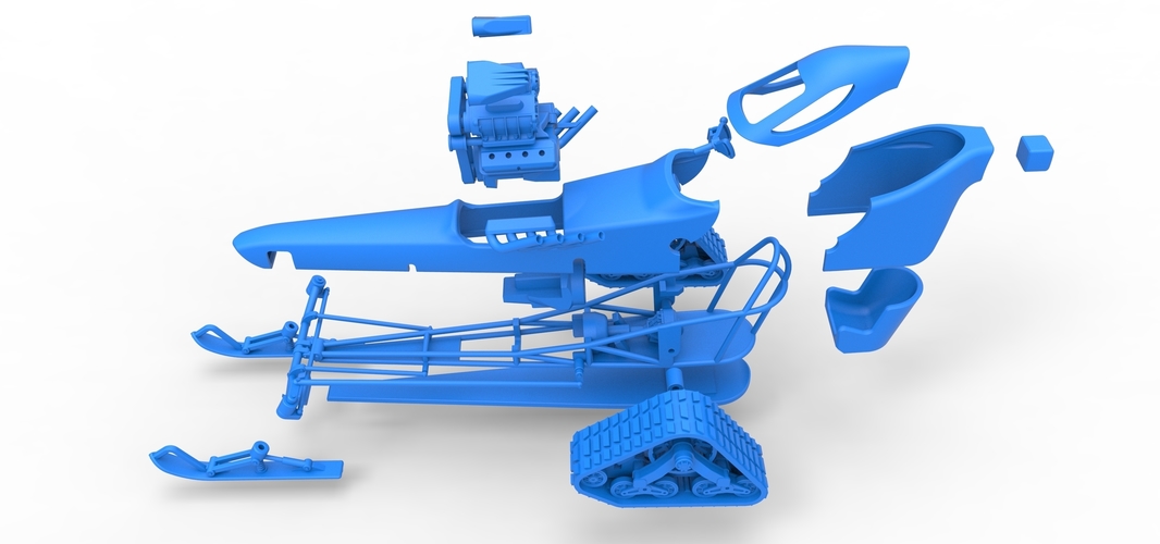 Front engine old school snow dragster Version 2 Scale 1:25 3D Print 509416