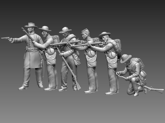 Attack Soldiers Confederate us civil war 3D Print 510431