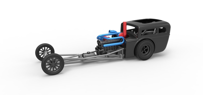 Front engine old school dragster with shell V4 Scale 1:25