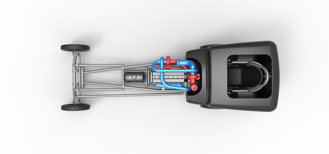 Front engine old school dragster with shell V4 Scale 1:25 3D Print 510486