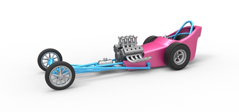 Front engine old school dragster with shell V5 1:25