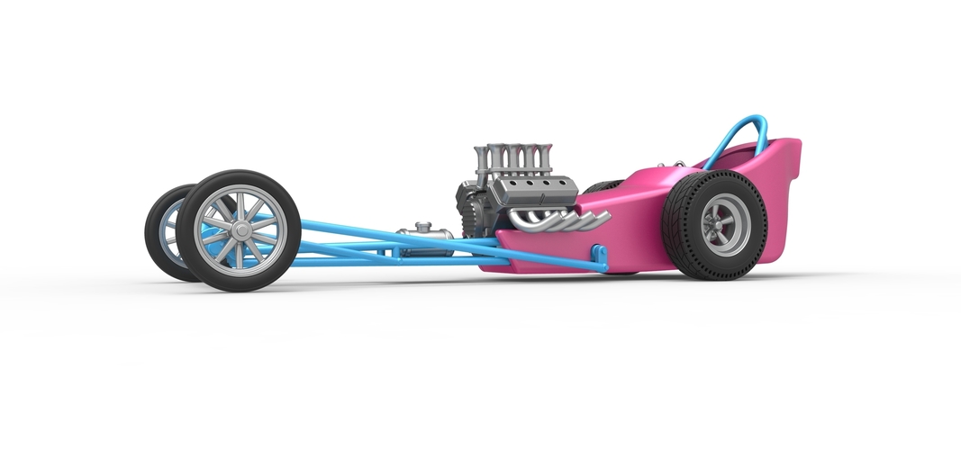 Front engine old school dragster with shell V5 1:25 3D Print 510962