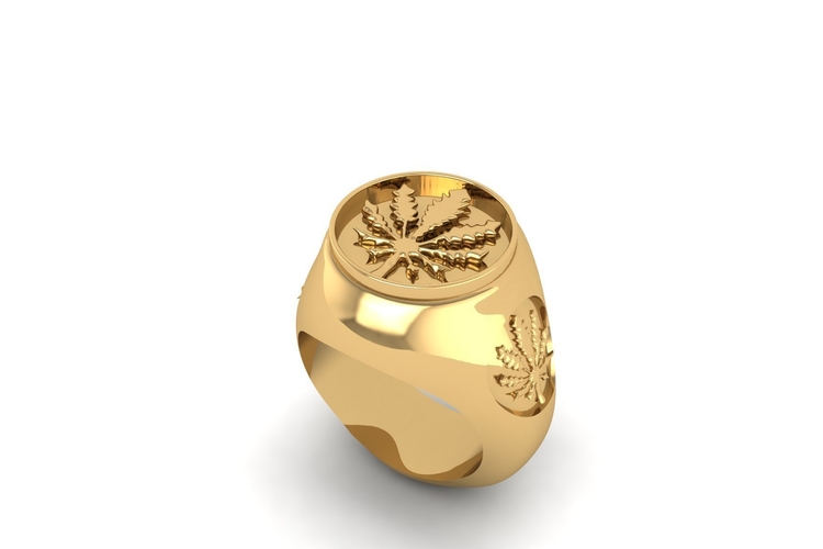 Marijuana Signet Ring R 202 3D Print 511044