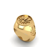 Small Marijuana Signet Ring R 202 3D Printing 511044