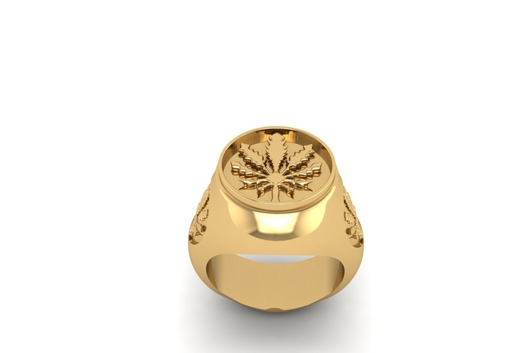 Marijuana Signet Ring R 202 3D Print 511045