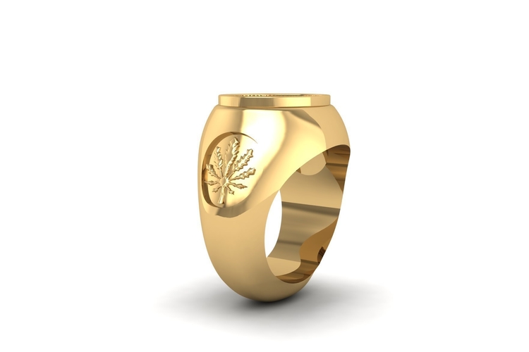 Marijuana Signet Ring R 202 3D Print 511046