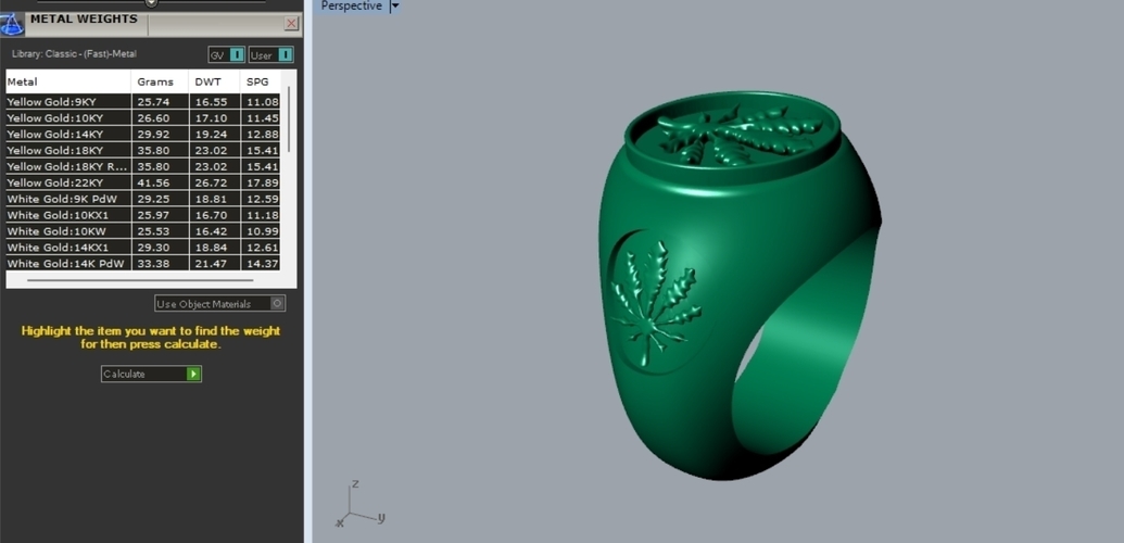 Marijuana Signet Ring R 202 3D Print 511049