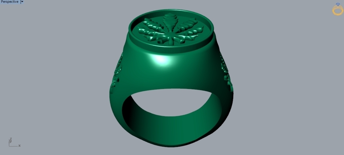 Marijuana Signet Ring R 202 3D Print 511050