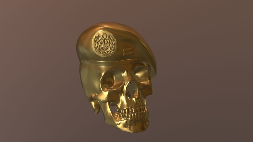 Peruvian Army Beret Skull  3D Print 511174