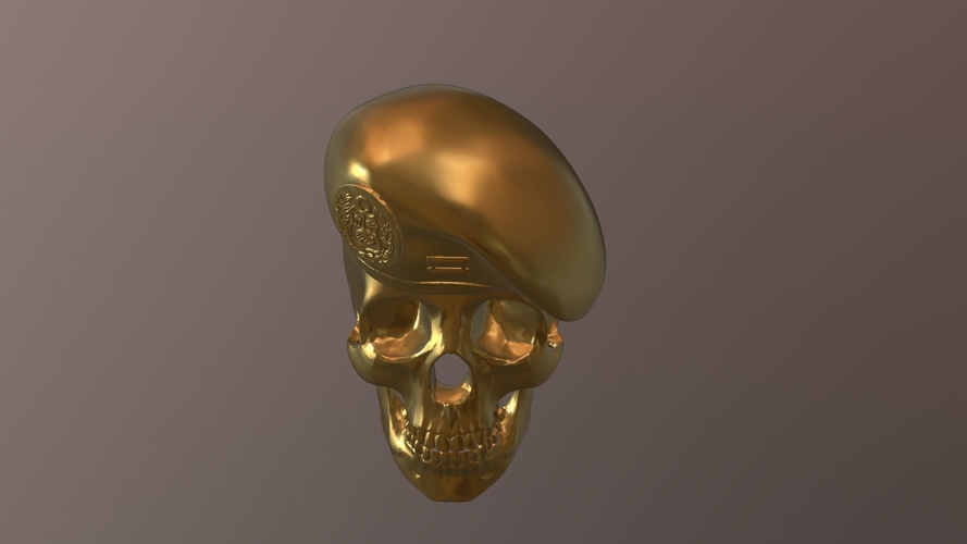 Peruvian Army Beret Skull  3D Print 511177