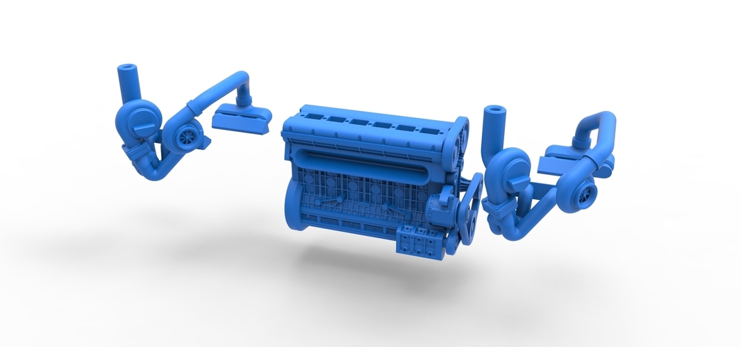 Twin Turbo straight-six engine Version 2 Scale 1:25 3D Print 511493