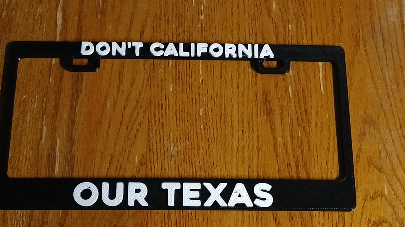 Don't Calie our Texas political license plate frame