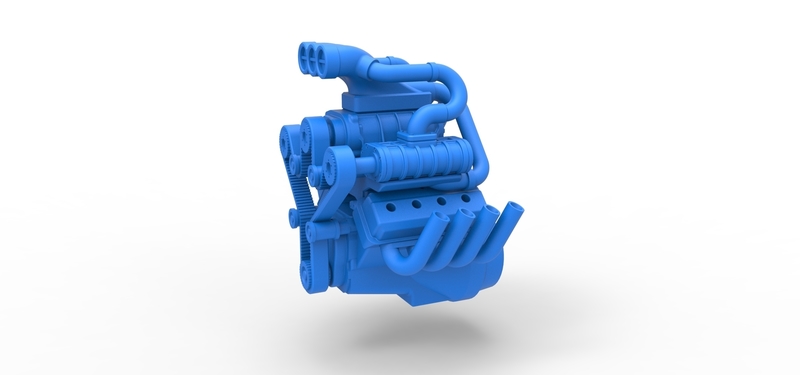 Diecast engine V8 with triple supercharger 1:25