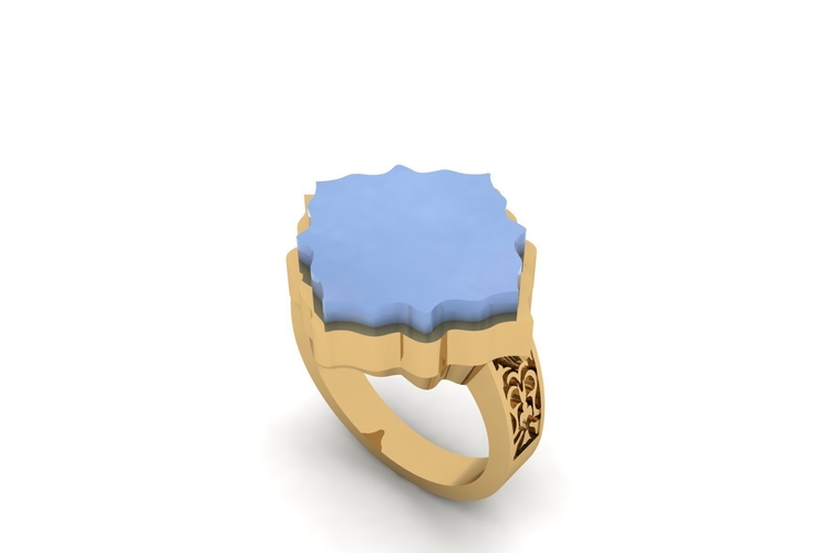 Gold Signet Ring R 206 3D Print 512776