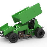 Small Diecast Winged Sprint car Scale 1:25 3D Printing 513083