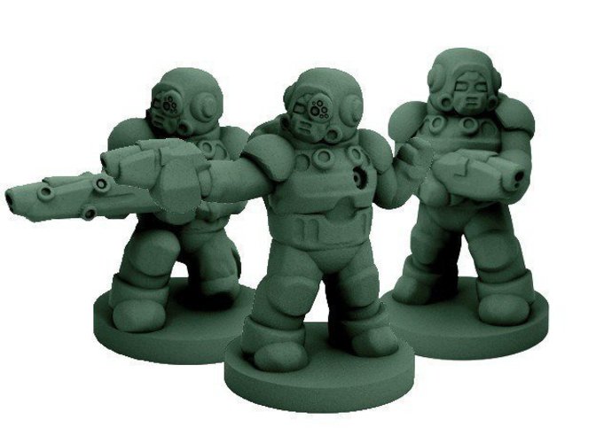 Mercenary Troopers in Enviro-Armor (18mm scale) 3D Print 51328