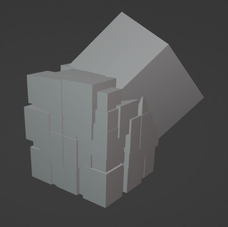 5 5 5 CUBE MATRIX RANDOM SCALED AND A TWIST ON TOP 02