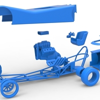 Front engine old school dragster with shell Version 6 Scale 1:25 - Thumbnail 16