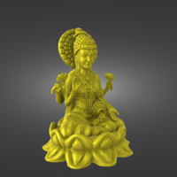 Ready printable STL file of Indian Goddess Lakshmi, Laxmi - Thumbnail 1