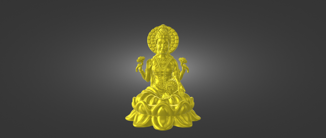 Ready printable STL file of Indian Goddess Lakshmi, Laxmi 3D Print 516607