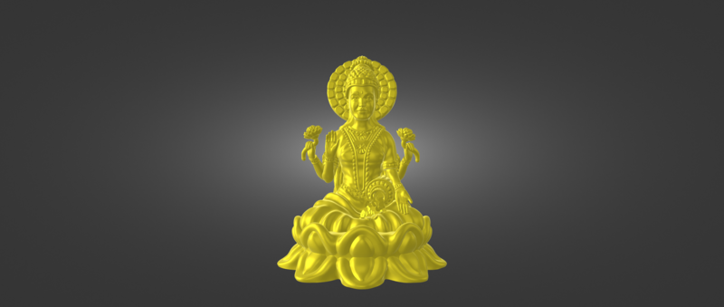Ready printable STL file of Indian Goddess Lakshmi, Laxmi