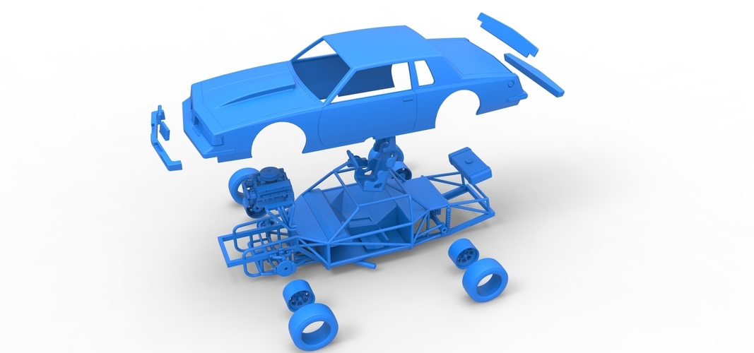 3D Printed Diecast vintage NASCAR race car Scale 1:25 by