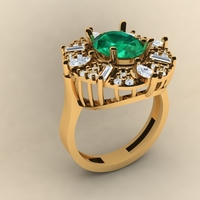 Small Emerald diamond ring 005 3D Printing 517012