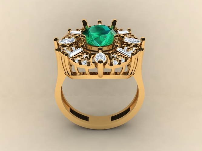 Emerald diamond ring 005 3D Print 517013