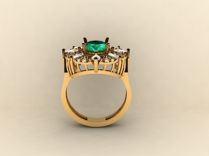 Emerald diamond ring 005 3D Print 517015