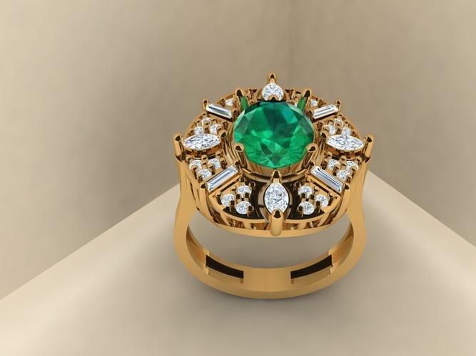 Emerald diamond ring 005 3D Print 517016