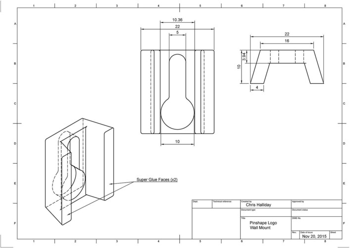 Pinshape Logo - Wall Mount Bracket 3D Print 51709