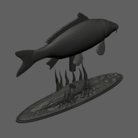 carp underwater statue detailed texture for 3d printing - Thumbnail 6