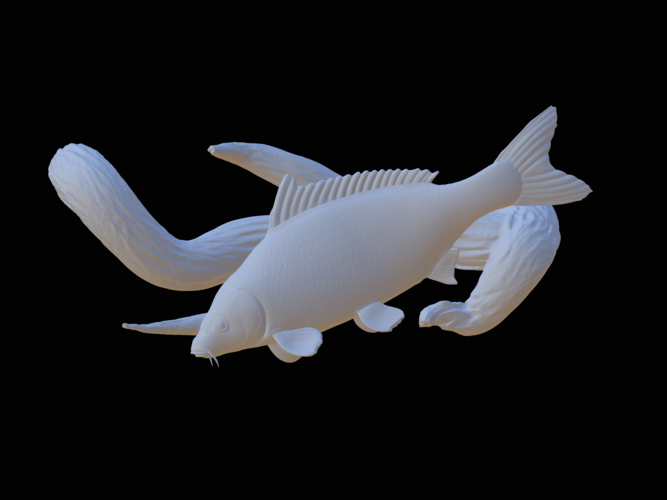 carp underwater statue on the wall 3D Print 517196